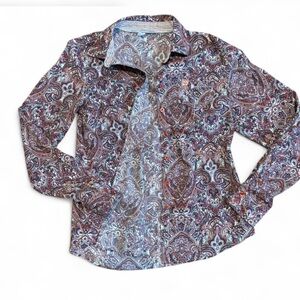Cinch Paisley Print Shirt with Maroon, Teal, Cream Accents